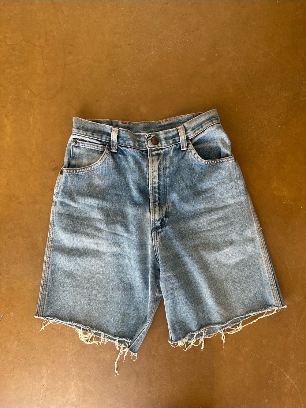 Vintage Wrangler High-Waist Cutoff Denim Shorts with Back Cinch - Picture 2 of 8